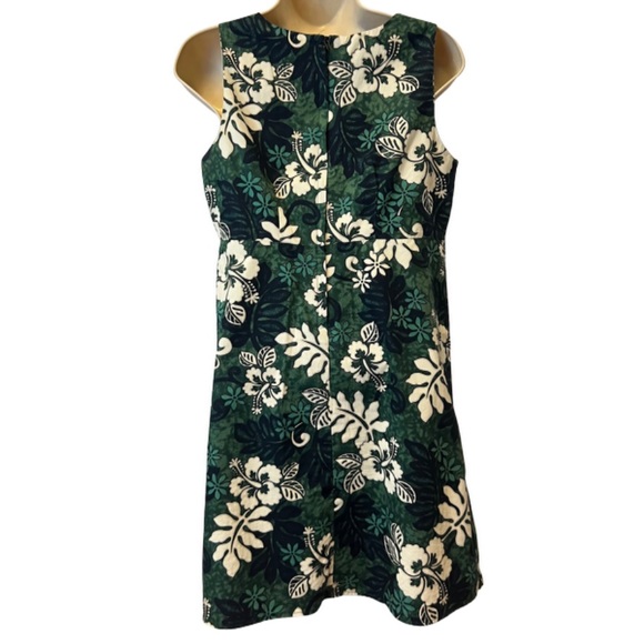 Hinalea Women’s Vintage Green Hawaiian Print Sleeveless Dress - Made In Hawaii - Picture 2 of 8